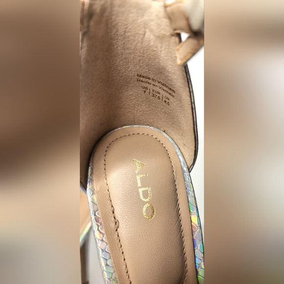 Aldo Iridescent Snake Skin Ankle Heels Strap Size 7 4 1/2" heel stiletto - Picture 4 of 8